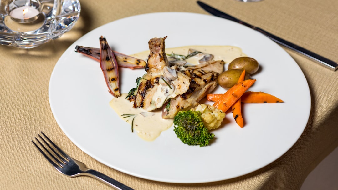Delicious seafood up close with vegetables